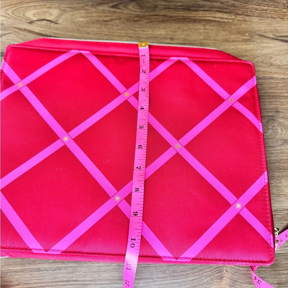 Estee Lauder Red Train Case Cosmetic Makeup Bow Handle NWT